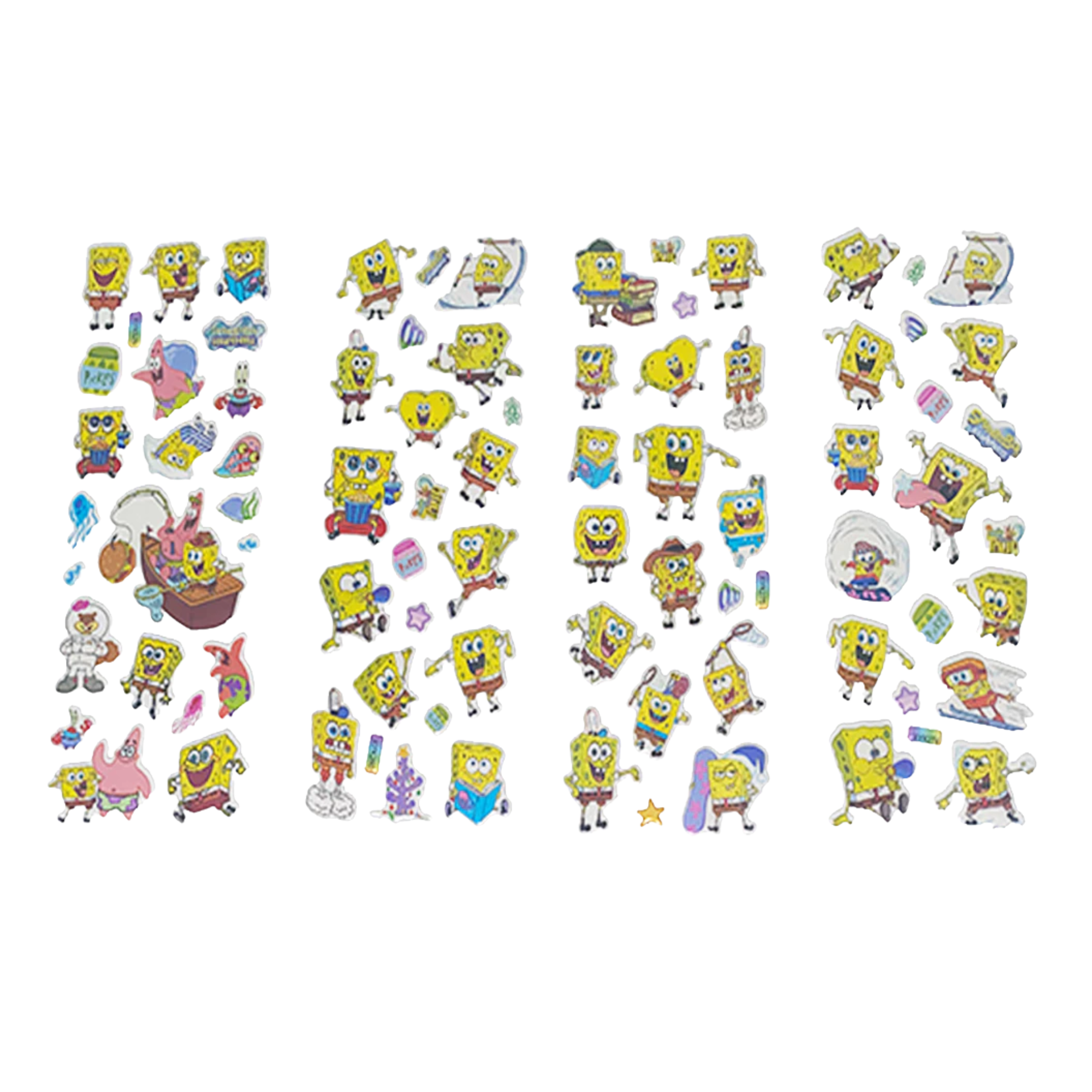 Cute 3D yellow sponge character stickers for notebooks and planners