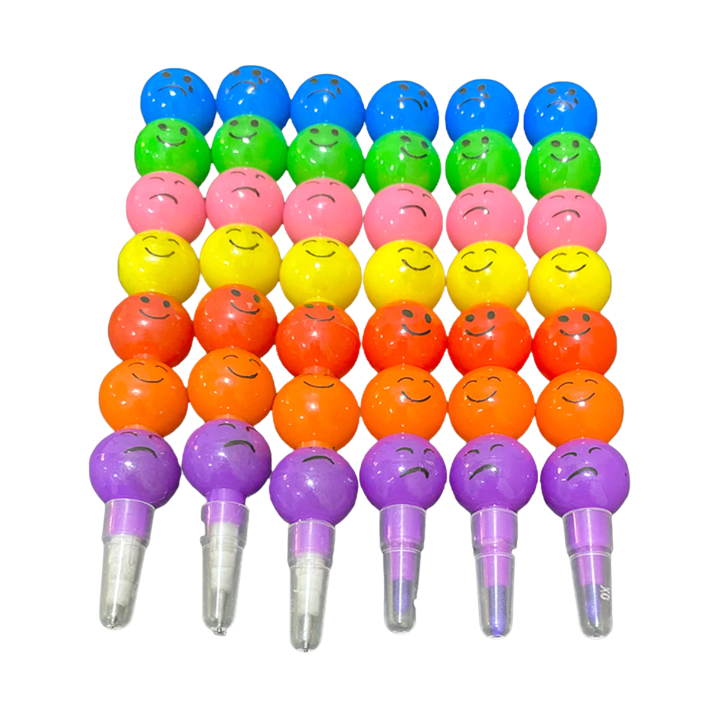 7 colour smiley crayon pencil creative kids stationery