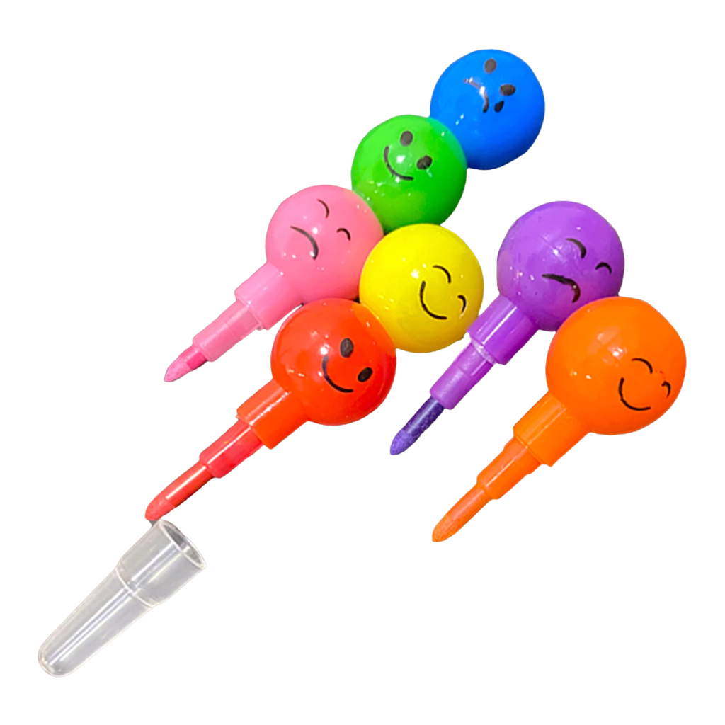 7 colour smiley crayon creative kids stationery