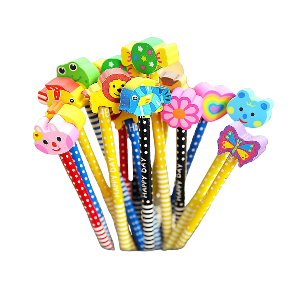 Cartoon HB pencil with eraser cute school stationery