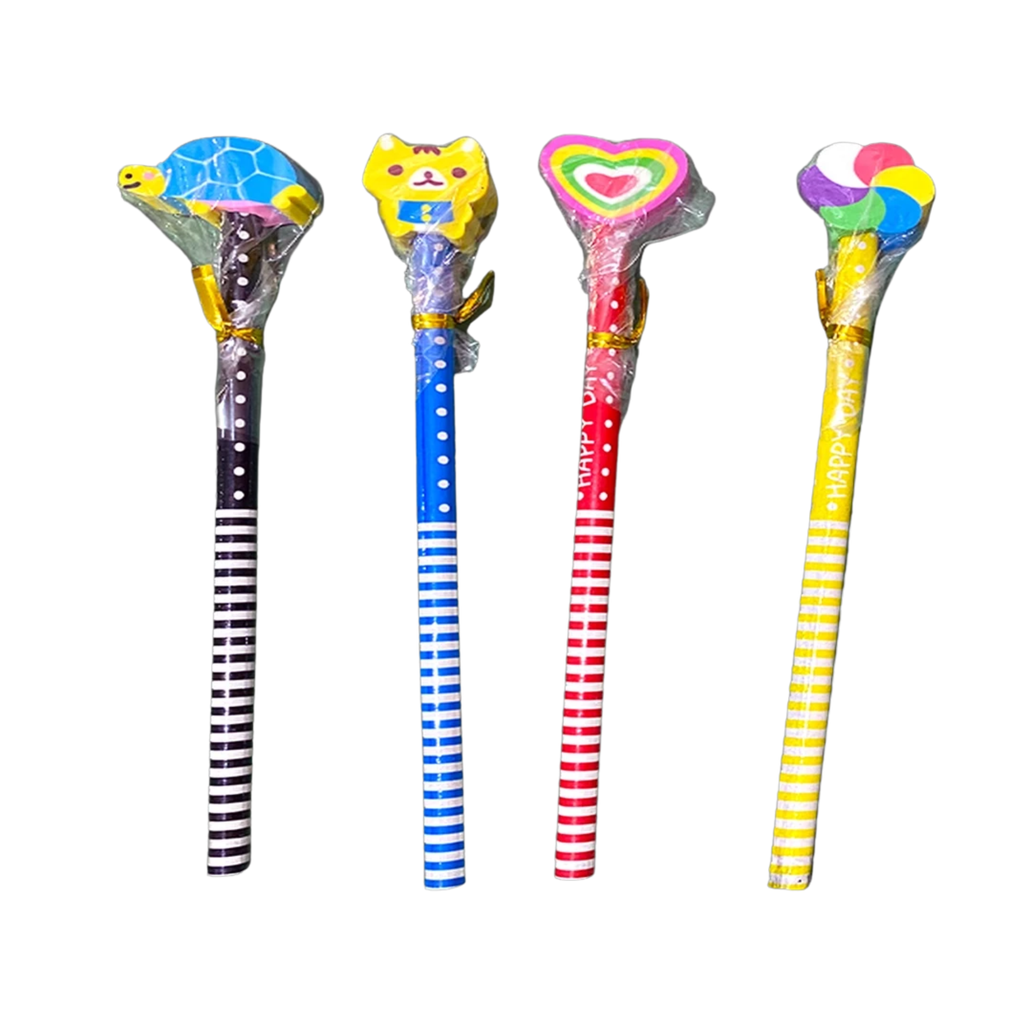 Cartoon HB pencil with eraser cute school stationery