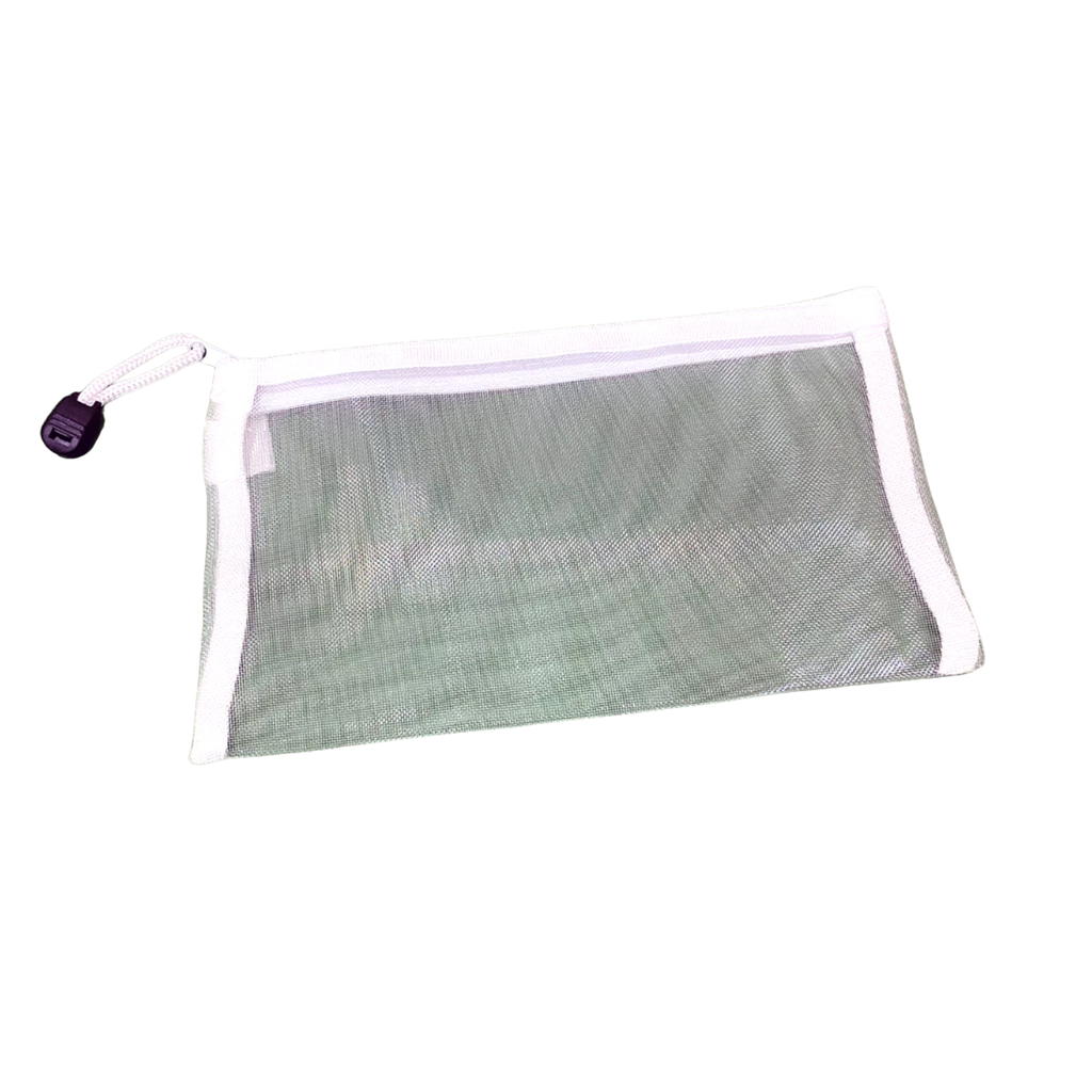 White Muji style mesh pencil bag transparent nylon stationery pouch
